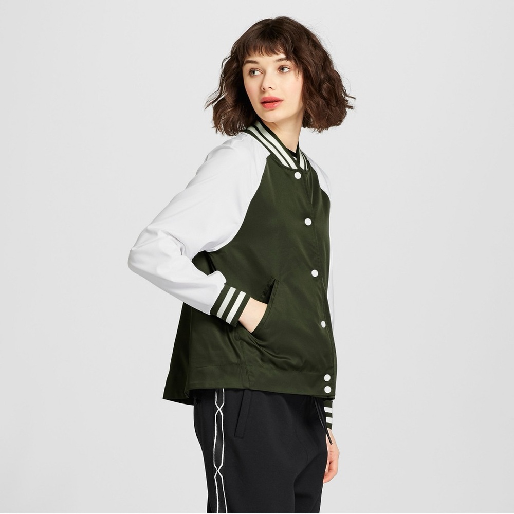 Hunter Olive and White Men's Bomber Jacket